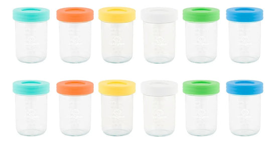 Babyglass 12 Contenedores De Vidrio 240 ml Bebé Colores