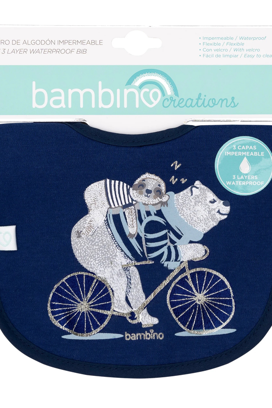 Babero de Toalla Bambino Azul Oso