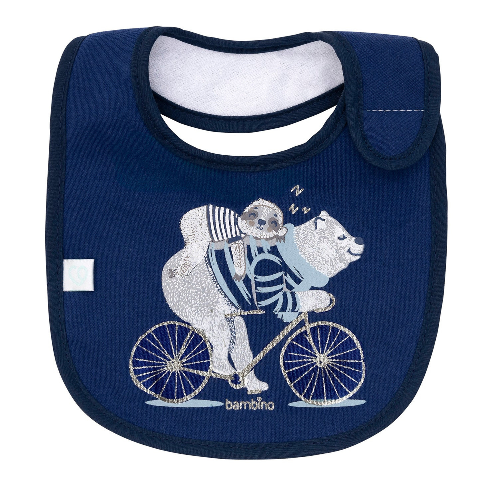 Babero de Toalla Bambino Azul Oso