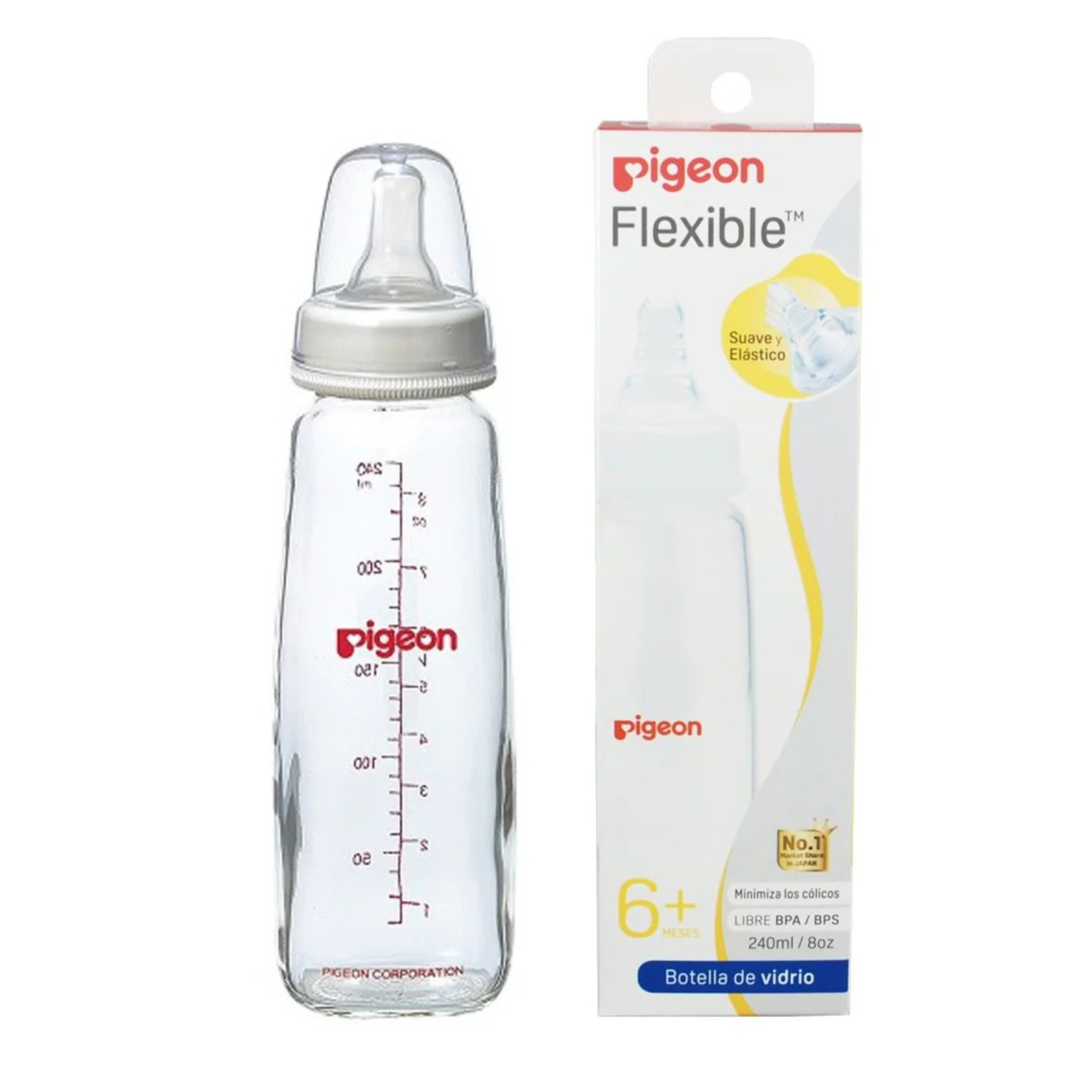 Mamadera de Vidrio Pigeon Flexible