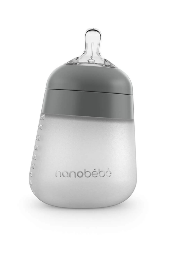 Mamadera de Silicona Anticólico Nanobebé Flexy 270 ml Gris
