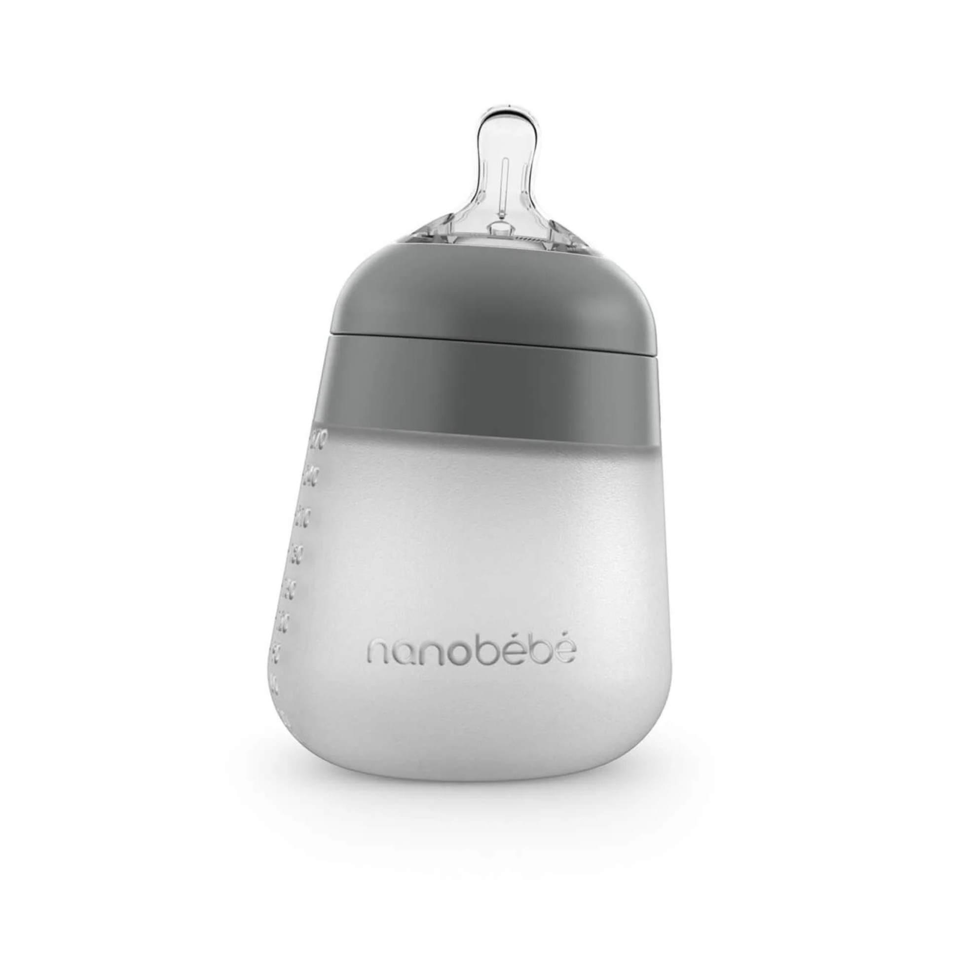 Mamadera de Silicona Anticólico Nanobebé Flexy 270 ml Gris