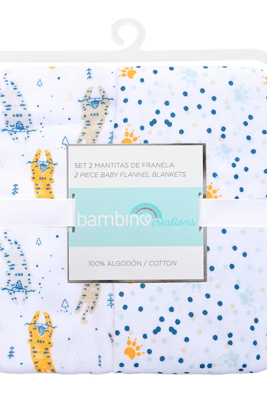 Mantitas de Franela 100% Algodón Bambino con tigre y grarras 2 unds