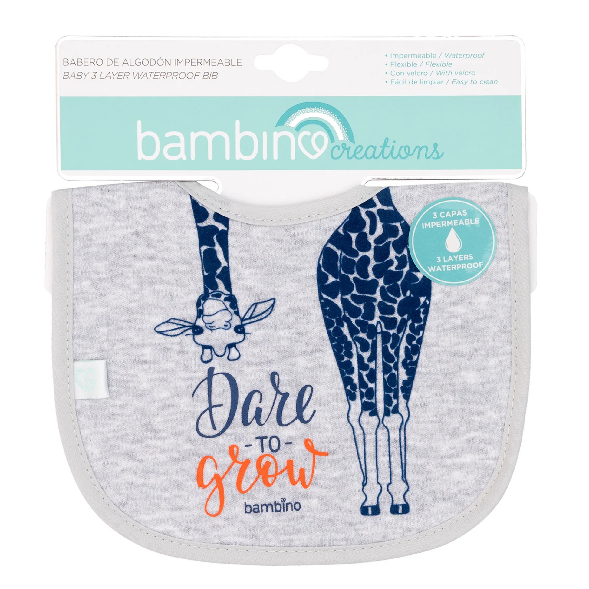 Babero de Toalla Bambino Gris Jirafa