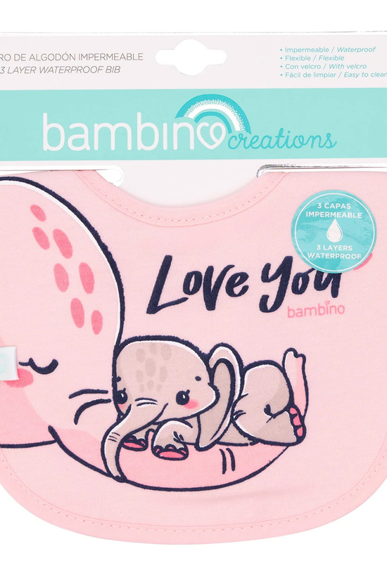 Babero de Toalla Bambino Rosa Elefante