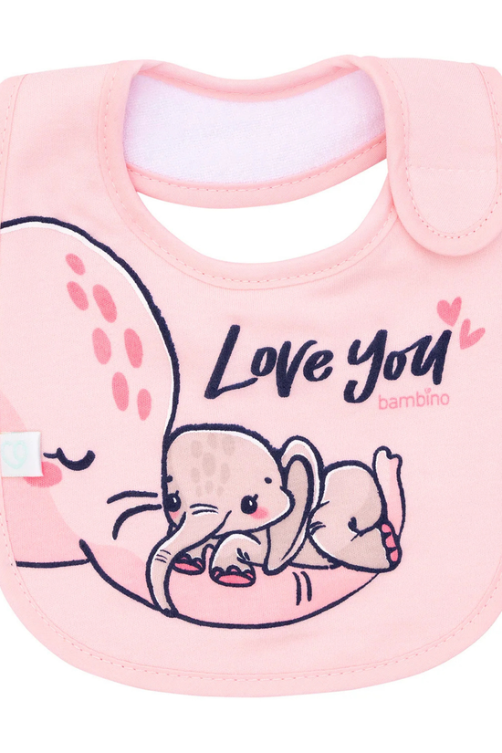 Babero de Toalla Bambino Rosa Elefante