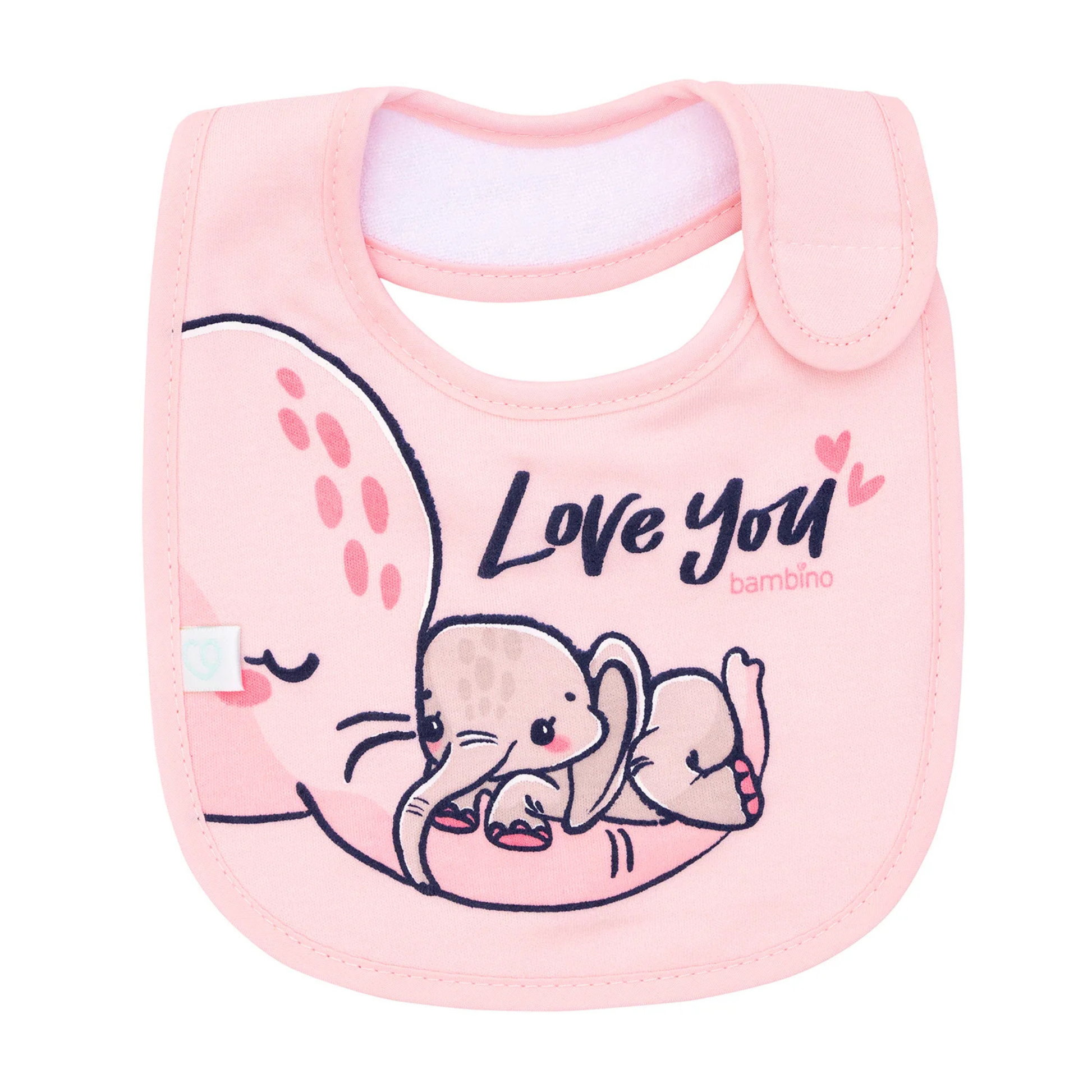 Babero de Toalla Bambino Rosa Elefante