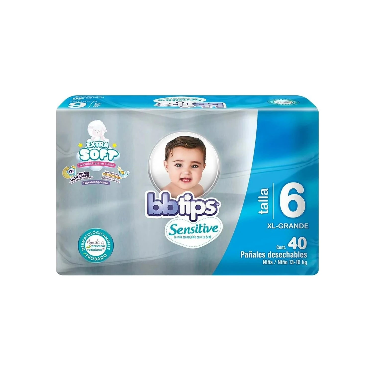 PAÑAL BBTIPS SENSITIVE 6 XL 40 U