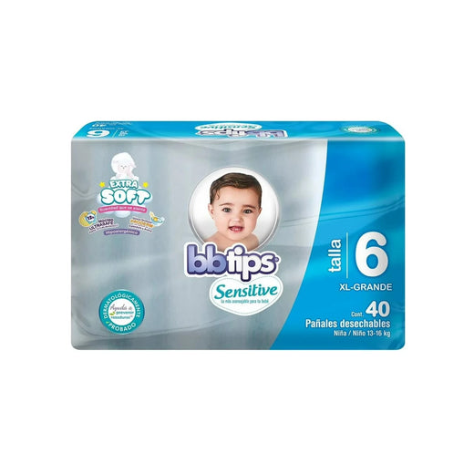 PAÑAL BBTIPS SENSITIVE 6 XL 40 U