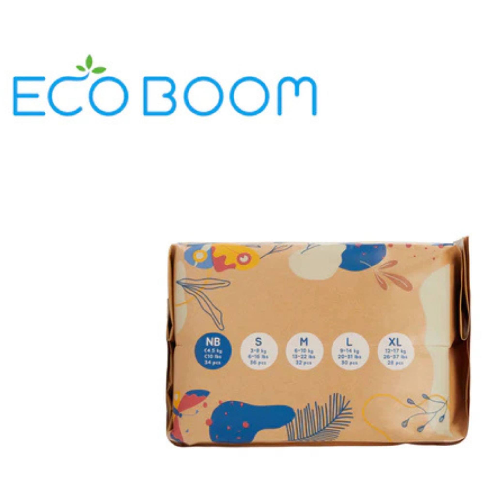 Pañales de Bambú Eco Boom Joy Talla NB (2-4.5kg) 34 unds