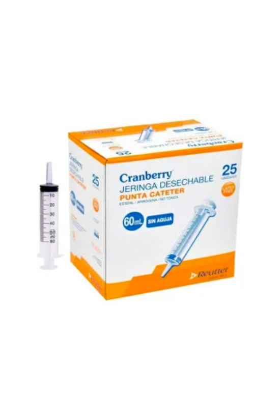 JERINGA DE ALIMENTACIÓN PUNTA CATETER  SIN AGUJA 60ml CRANBERRY