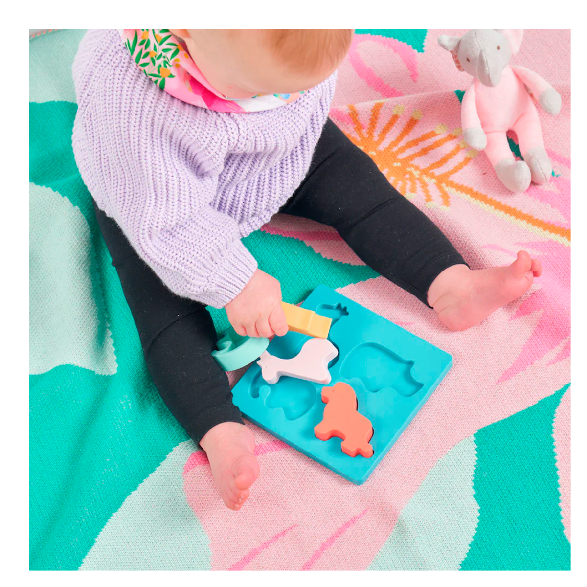 PUZZLE PEG DE SILICONA DE ANIMALES +9 MESES THE BABY NATION