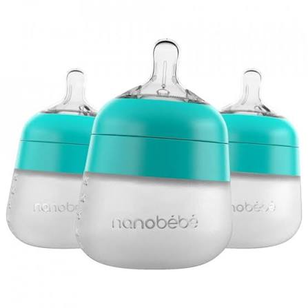 Mamadera Anticólico de Silicona Nanobébé Flexy 150 ml Pack x3