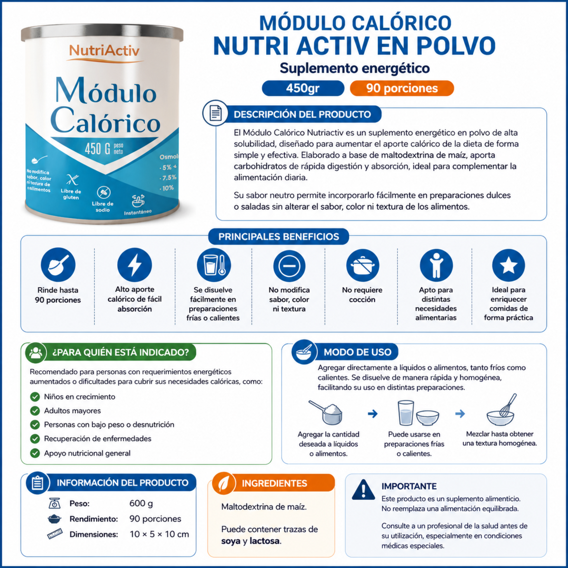 Módulo Calórico Nutri Activ en Polvo 450gr