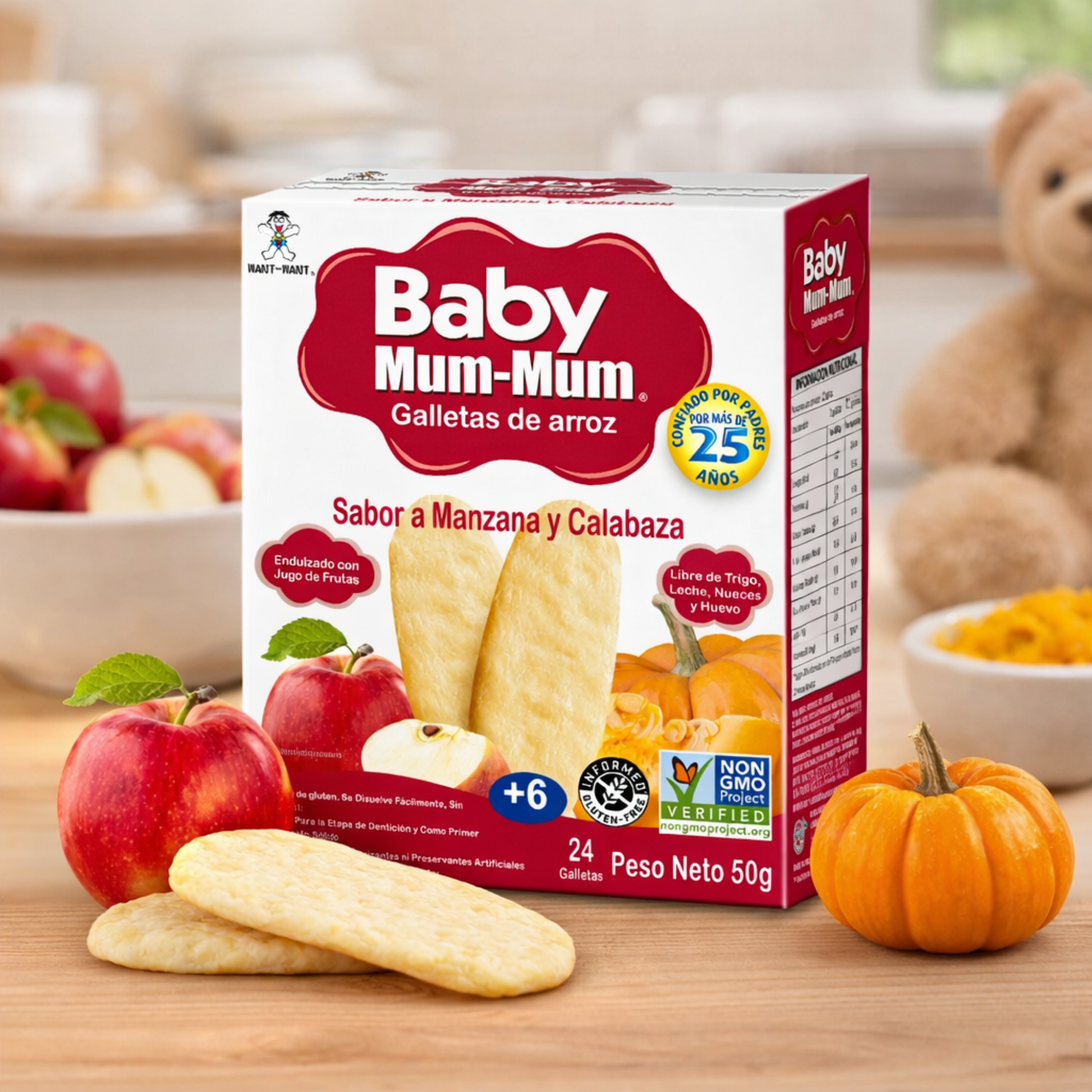 Galletas de Arroz Baby Mum-Mum Manzana & Zapallo 50g +6m