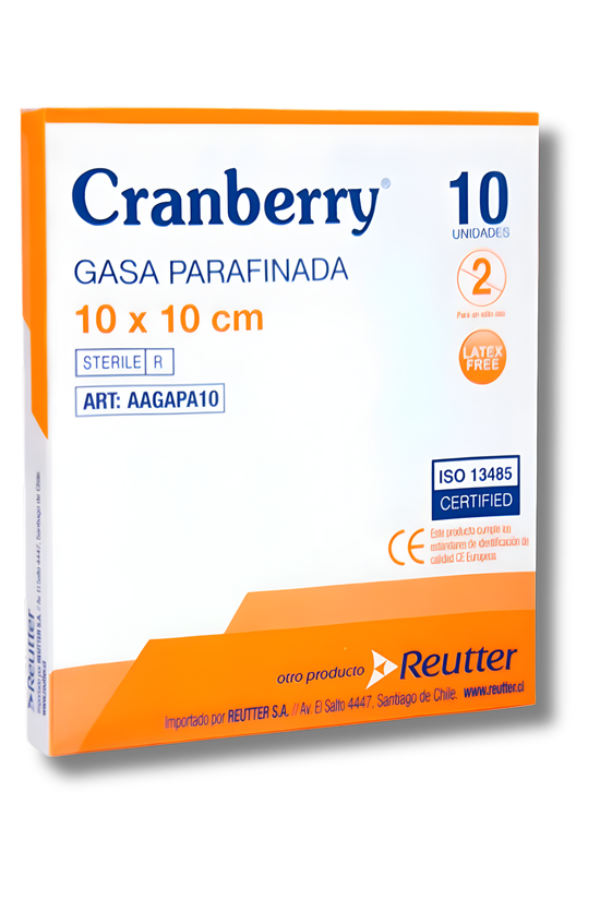 Gasa Parafinada 10x10Cm Cranberry 10 Unidades