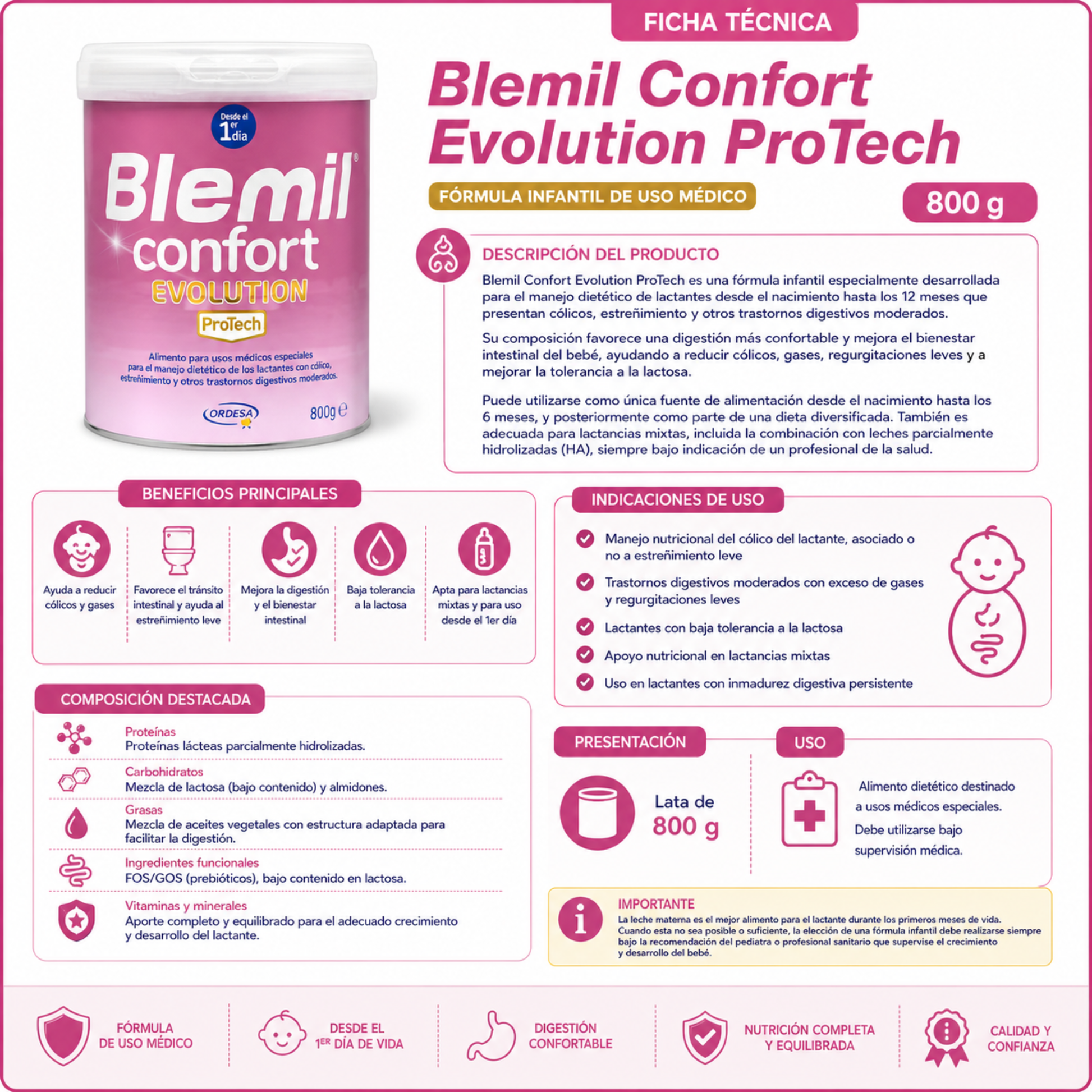Blemil confort evolution protech 800 gr