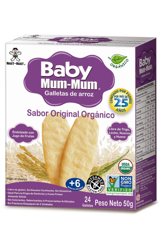 Galletas Orgánicas de Arroz Baby Mum-Mum Sabor Original 50gr 24unds
