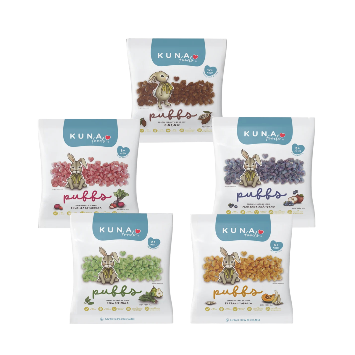 Cereal Infantil de Arroz Puffs Kuna Foods 10 g