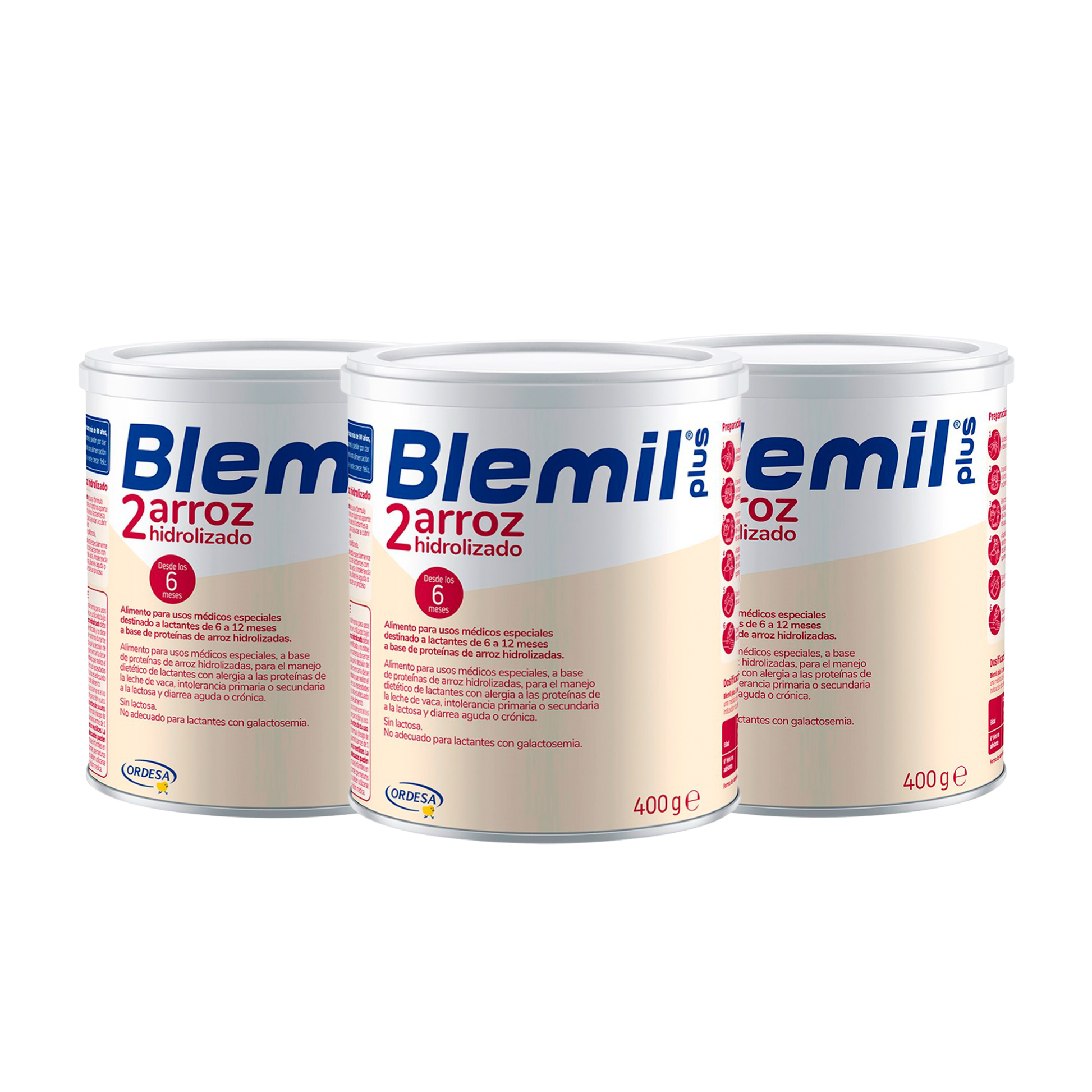 Pack De 3 Fórmula Hidrolizada De Arroz Blemil Etapa 2 400 Gr