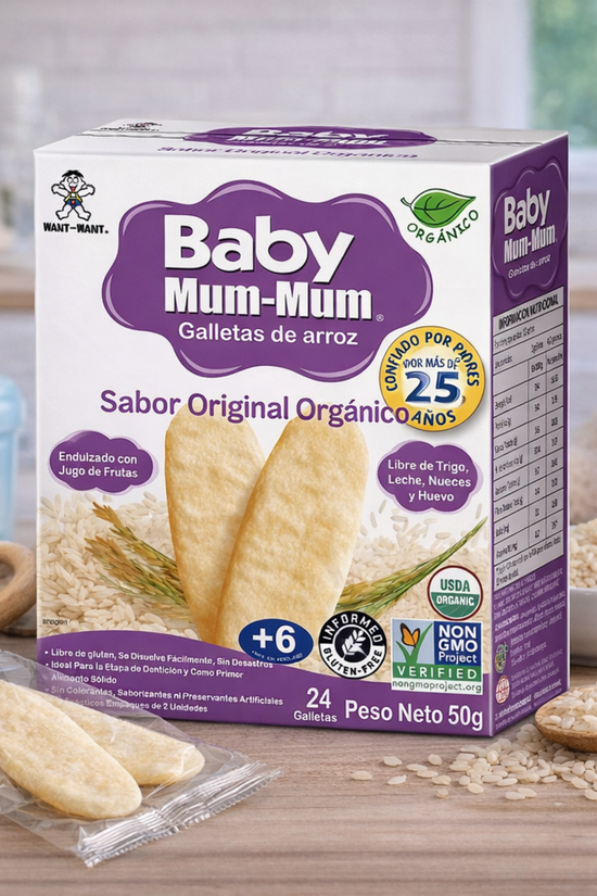 Galletas Orgánicas de Arroz Baby Mum-Mum Sabor Original 50gr 24unds