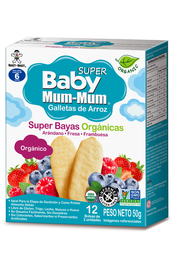 Galletas Orgánicas de Arroz Baby Mum-Mum Sabor Berries 50gr 12unds