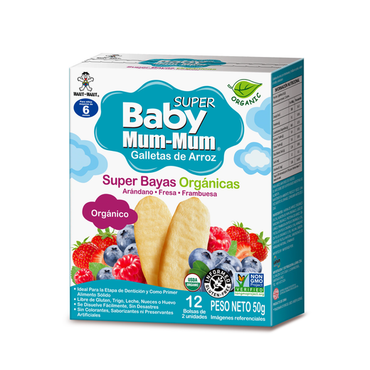 Galletas Orgánicas de Arroz Baby Mum-Mum Sabor Berries 50gr 12unds