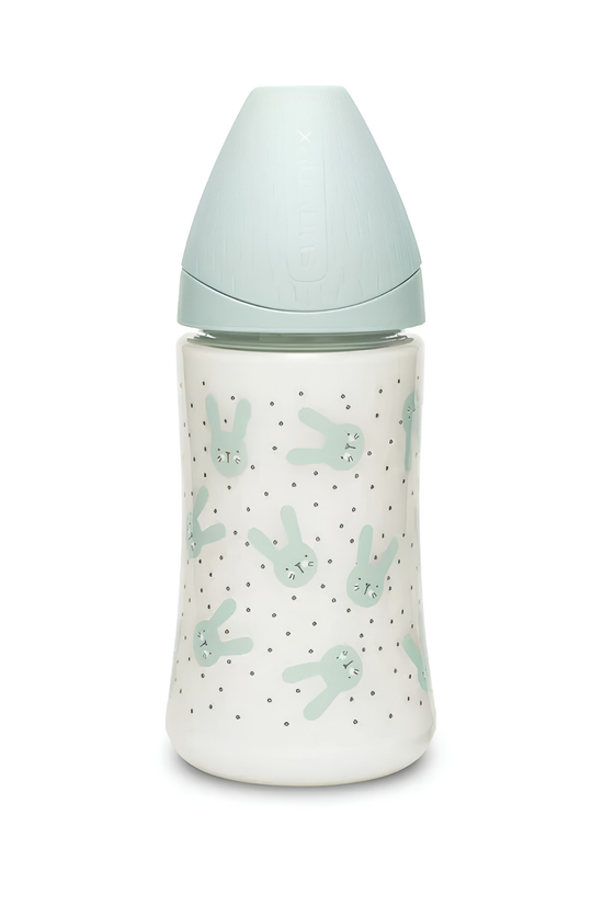 Mamadera premiun con tetina redonda verde 270ml Suavinex