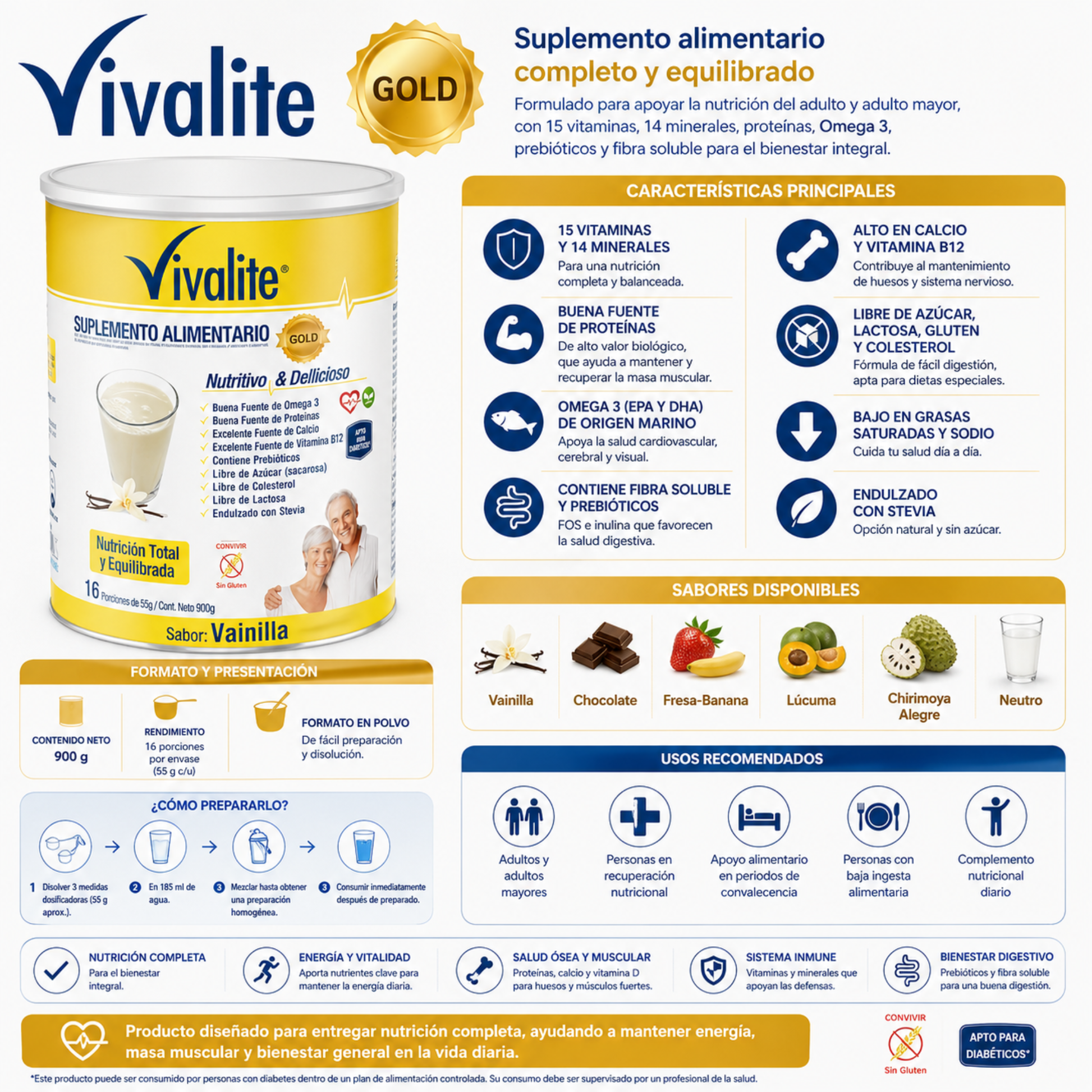 Vivalite Gold Suplemento Alimentario 900 g