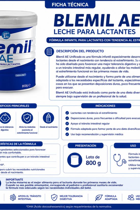 Leche Anti Estreñimiento Unificada Blemil AE 800gr