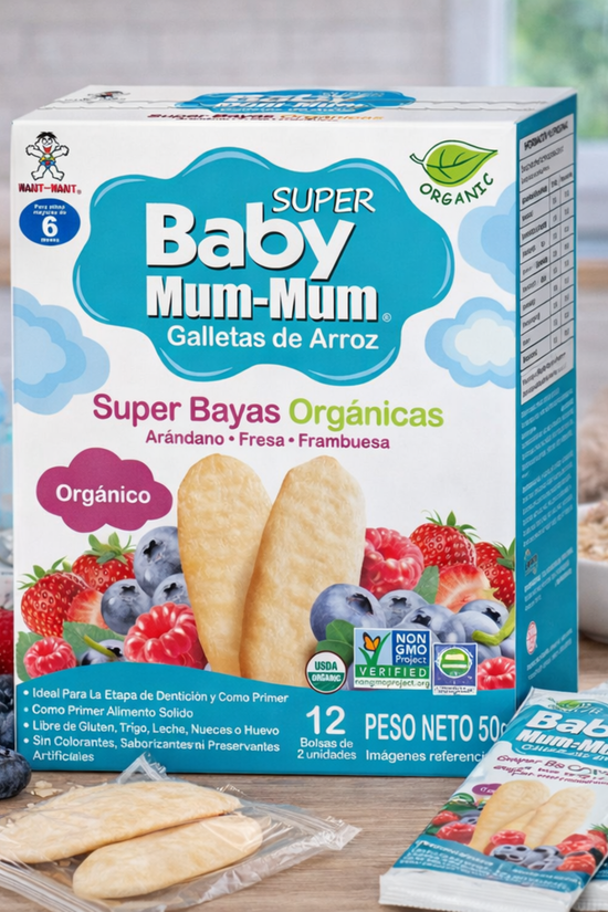 Galletas Orgánicas de Arroz Baby Mum-Mum Sabor Berries 50gr 12unds