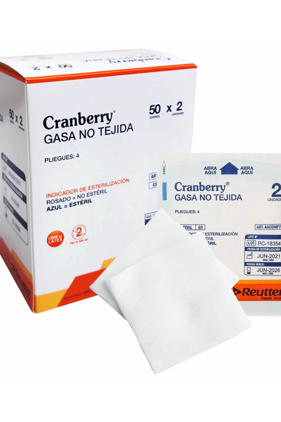 Gasa Estéril No Tejida Cranberry 50 X 2 unidades