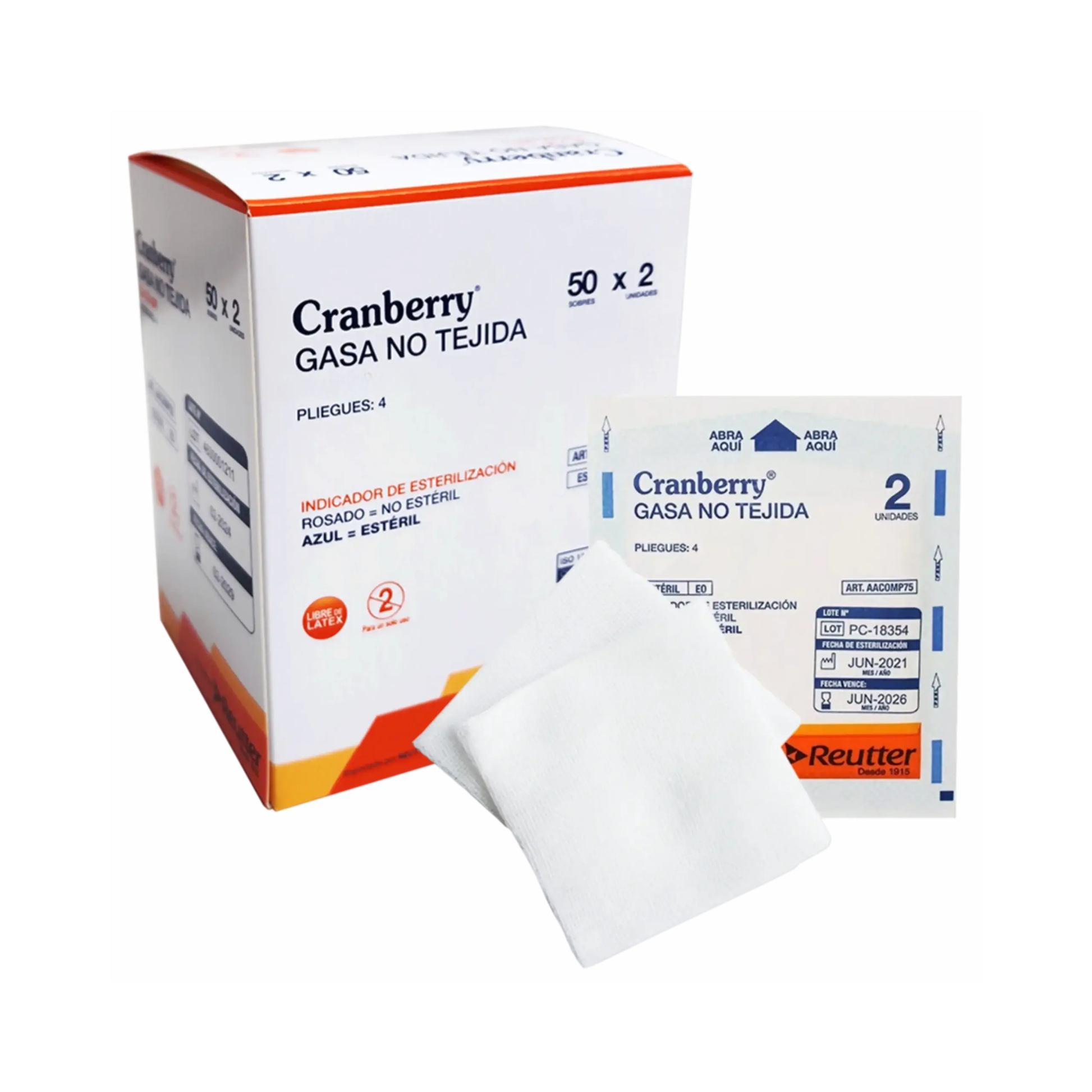 Gasa Estéril No Tejida Cranberry 50 X 2 unidades