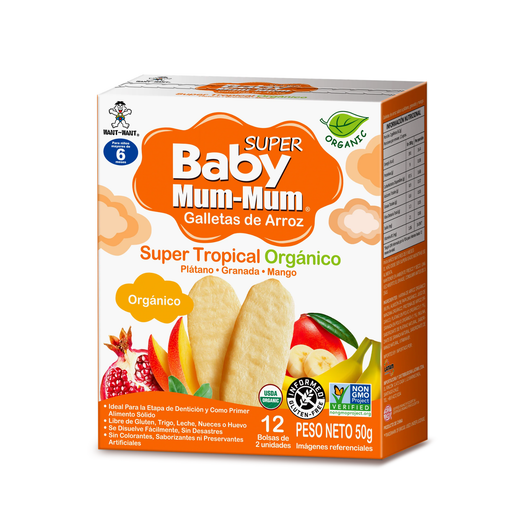 Galletas Orgánicas de Arroz Baby Mum-Mum Sabor Tropical 50gr 12unds