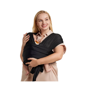 PORTABEBÉ FULAR NEGRO MALLA - MOMCOZY