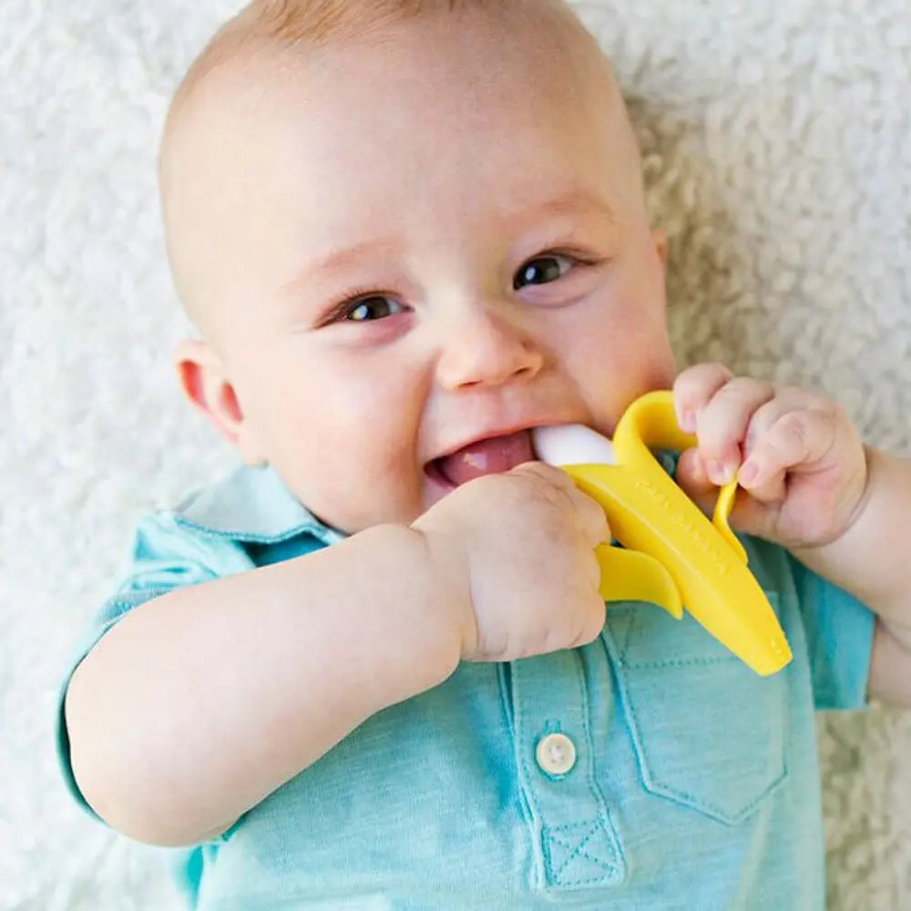 Cepillo Mordedor Baby Banana Silicona 100% Flexible y Segura