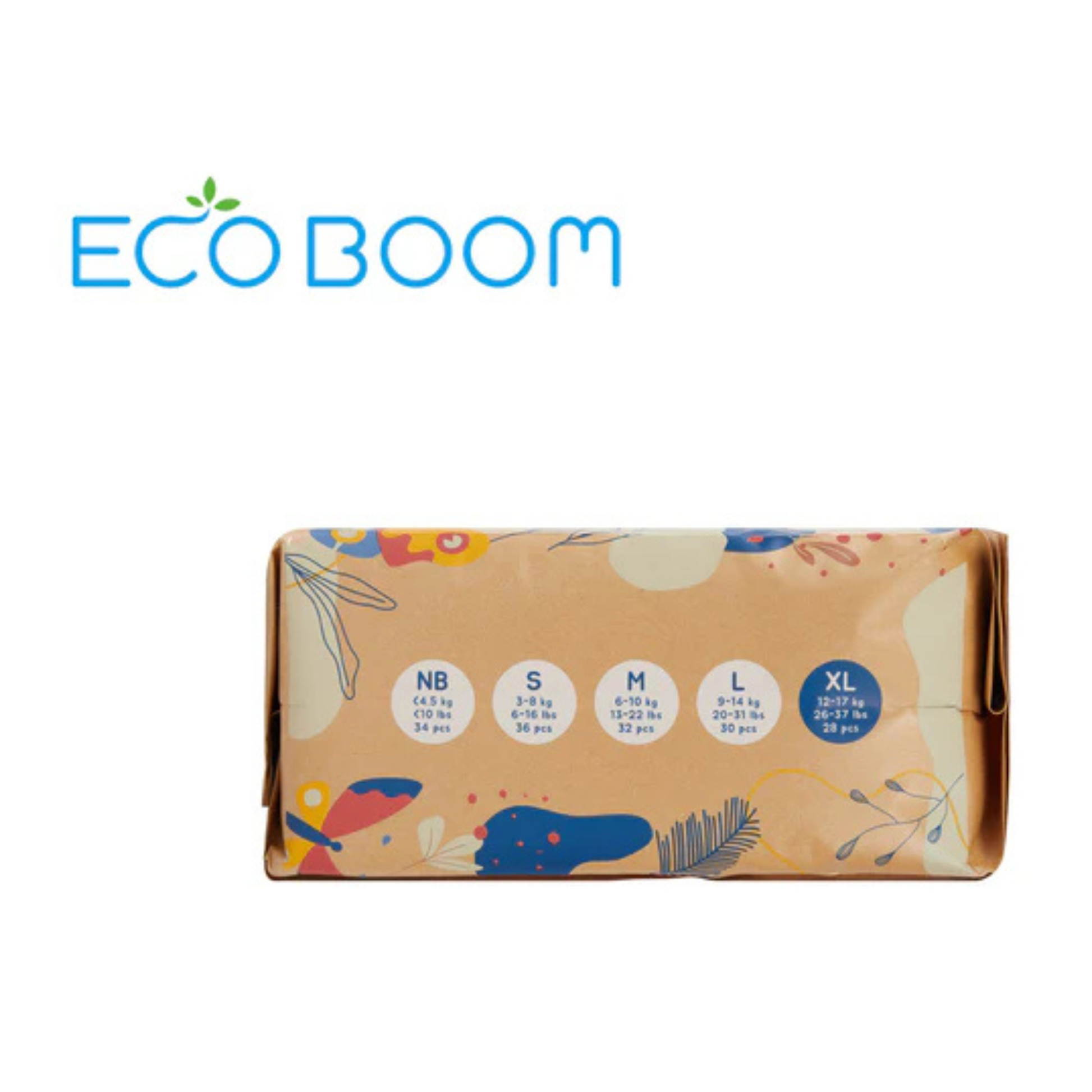 Pañales de Bambú Eco Boom Joy Talla XL 12-17 KG 28 U
