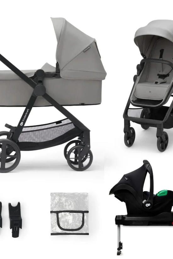 COCHE TRAVEL SYSTEM NEWLY  3 en 1 + BASE ISOFIX GRIS - KIRDERKRAFT