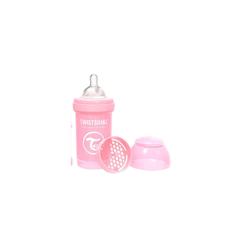 MAMADERA ANTI-CÓLICO ROSADO PASTEL 180 ML - TWISTSHAKE