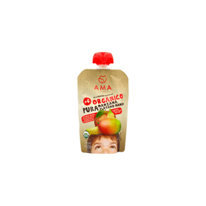 PURE DE MANZANA PLATANO Y MANGO ORGÁNICO 90 GR - AMA TIME