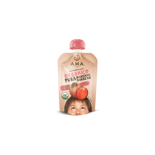 PURE DE MANZANA DURAZNO ORGÁNICO 90 GR - AMA