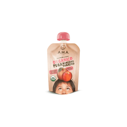 PURE DE MANZANA DURAZNO ORGÁNICO 90 GR - AMA TIME