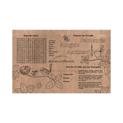 ACTIVIDADES CON VIRTUDES - BLOCK 50 HOJAS - MUNDO DE VIRTUDES