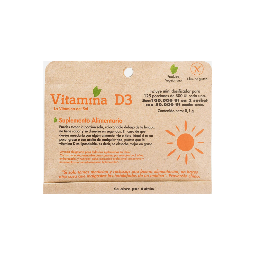 VITAMINA D3 EN POLVO, 125 PORCIONES DE 800 UI - DULZURA NATURAL