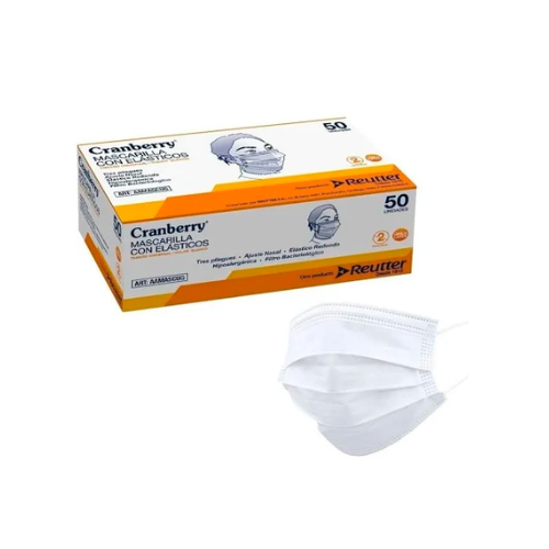 MASCARILLA CRANBERRY 3 PLIEGUES 50 U