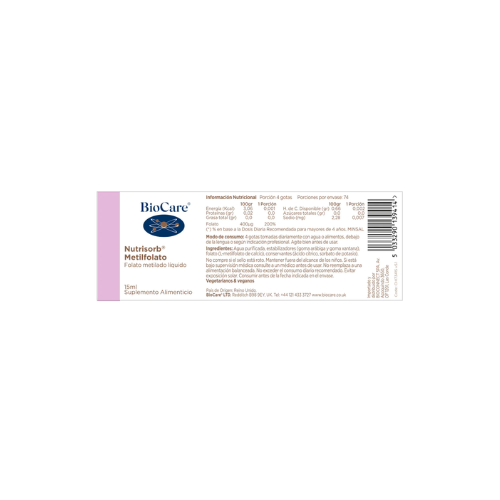 VITAMINA METILFOLATO BIOCARE NUTRISORB 15 ML