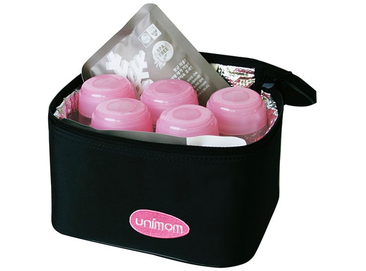 COOLER CON GEL FRÍO Y 5 BOTELLAS 150ML UNIMOM