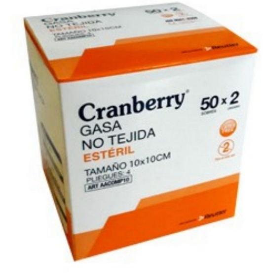 GASA ESTERIL NO TEJIDA 10x10cm - CRANBERRY 