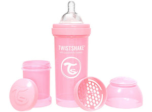 MAMADERA ANTI-CÓLICO ROSADO PASTEL 260 ML - TWISTSHAKE