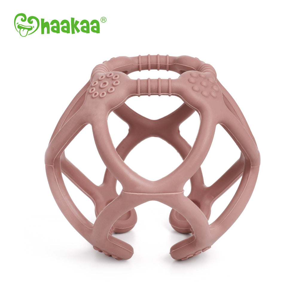 MORDEDOR DE SILICONA PELOTA DE TEXTURAS PALO ROSA - HAAKAA